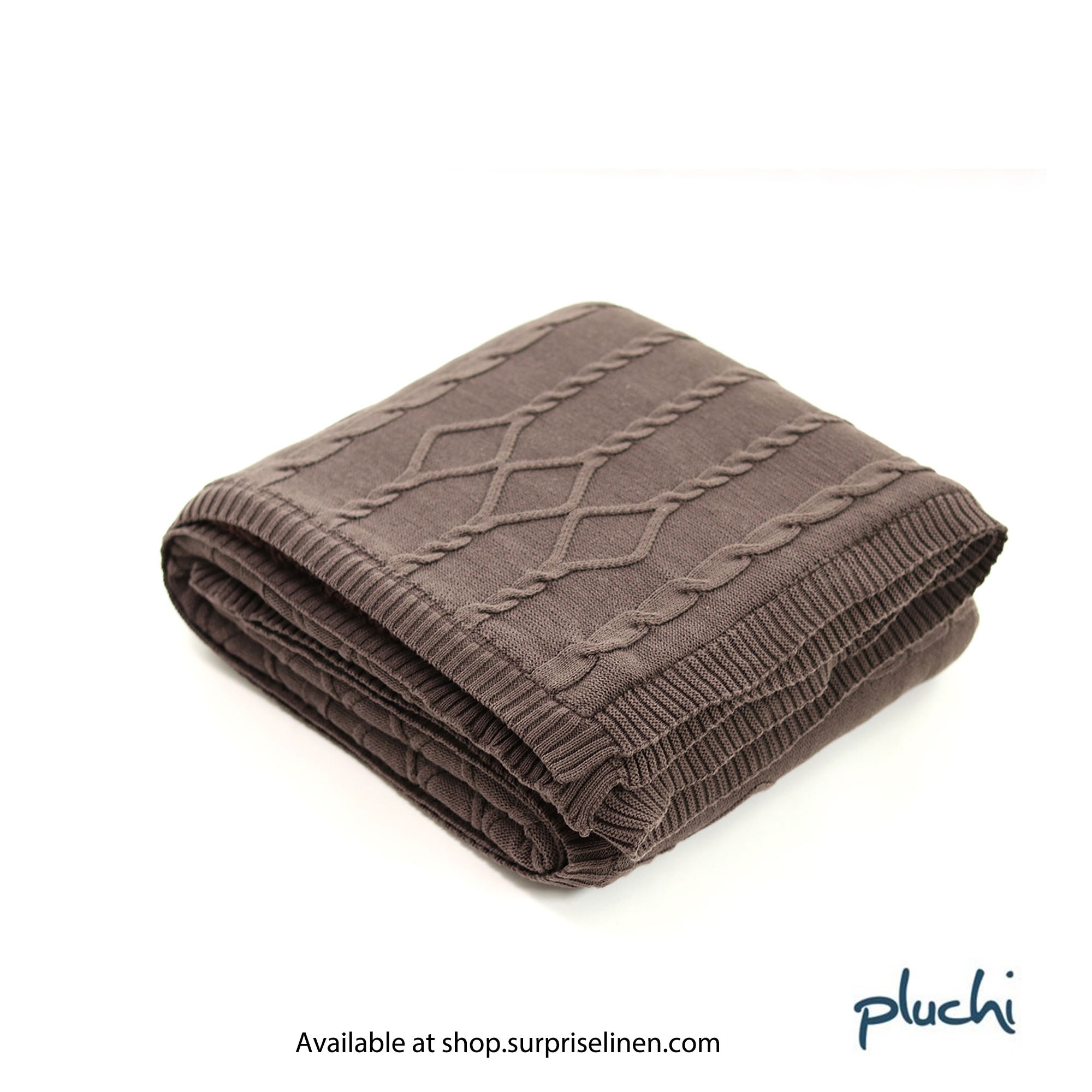 Pluchi - Twist Cable 100% Premium Cotton Blanket (Brown)