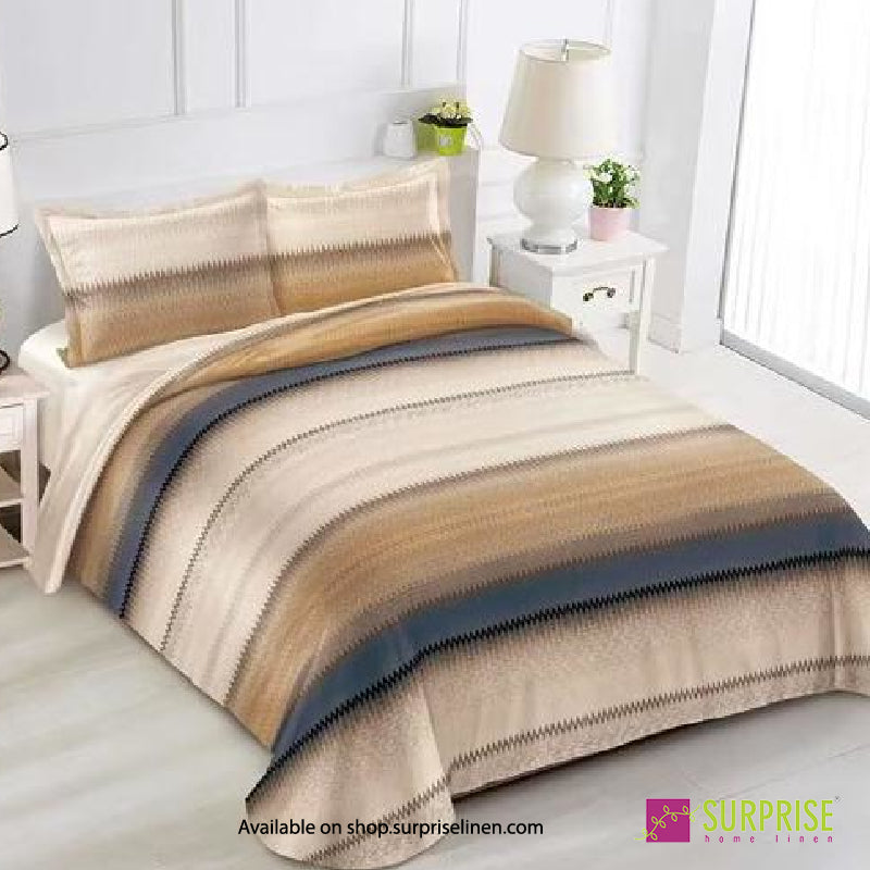 Surprise Home - Essenze Luxe Collection Dune Horizon Digital 100% Cotton 3 Pcs Bedsheet Set (Sand Beige)