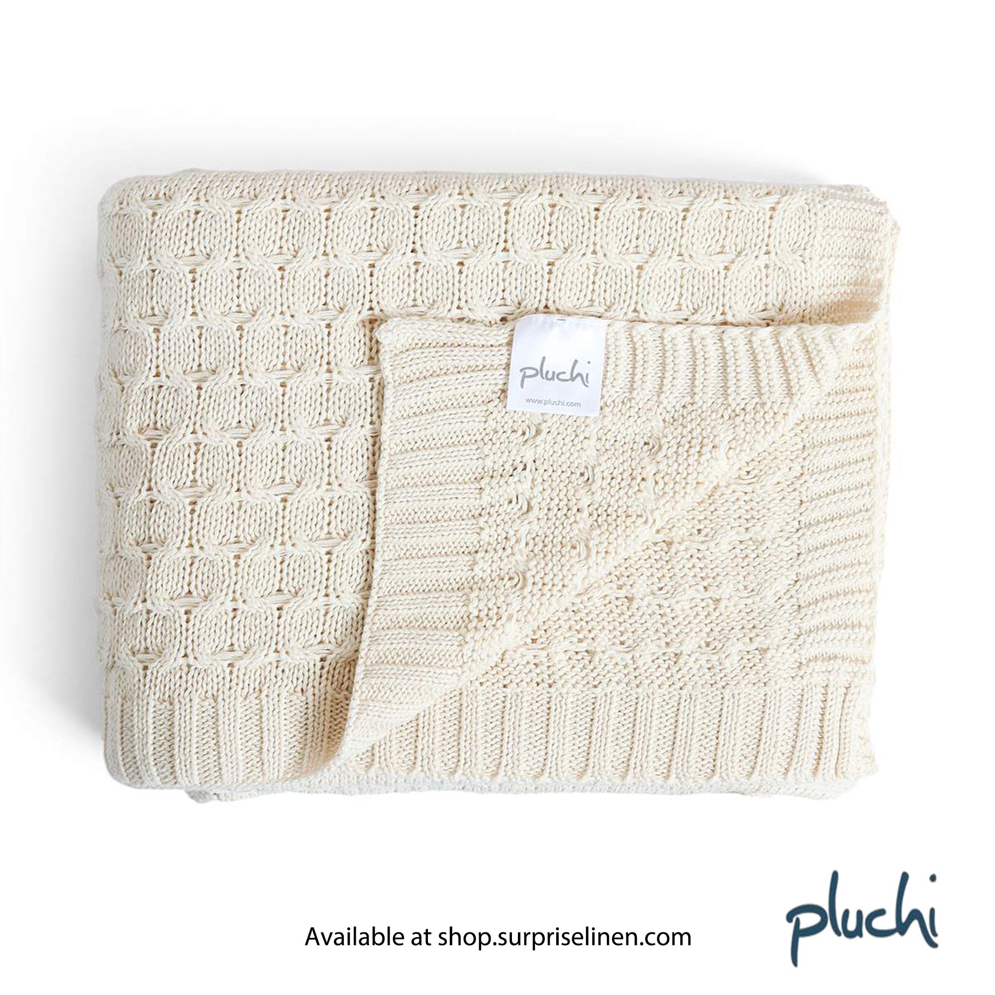 Pluchi - Kelly Knit Cotton Knitted All Season AC Throw Blanket (Natural)
