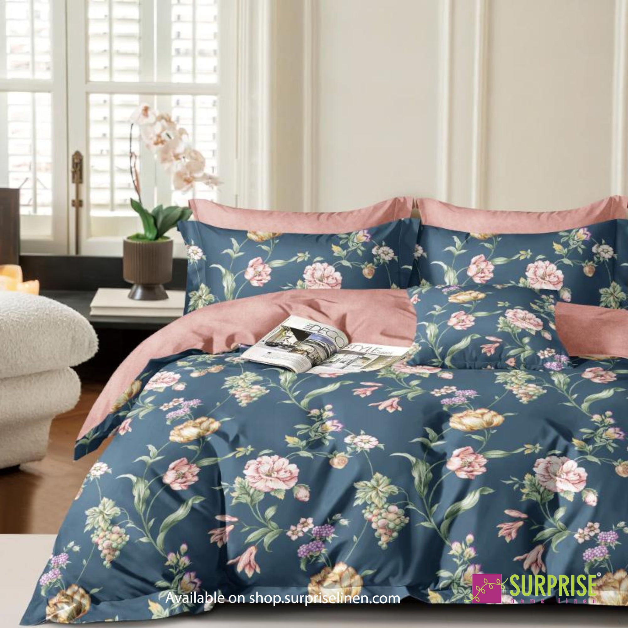 Everyday Luxury Essentials By Surprise Home - Bedeck Collection 3 Pcs Regular Queen Size Bedsheet Set in 300 TC Cotton Fabric (Blue)