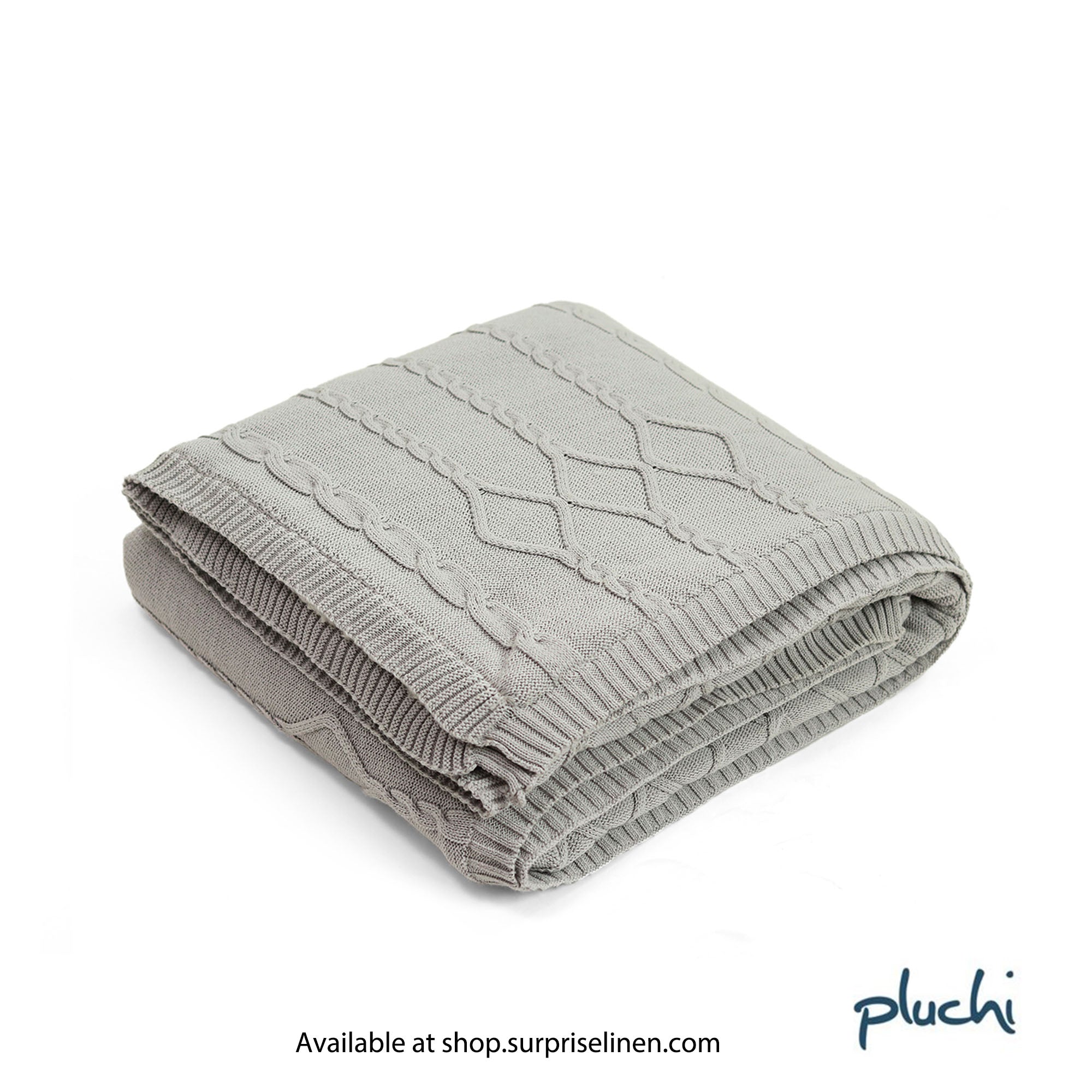 Pluchi - Twist Cable 100% Premium Cotton Blanket (Cool Grey)