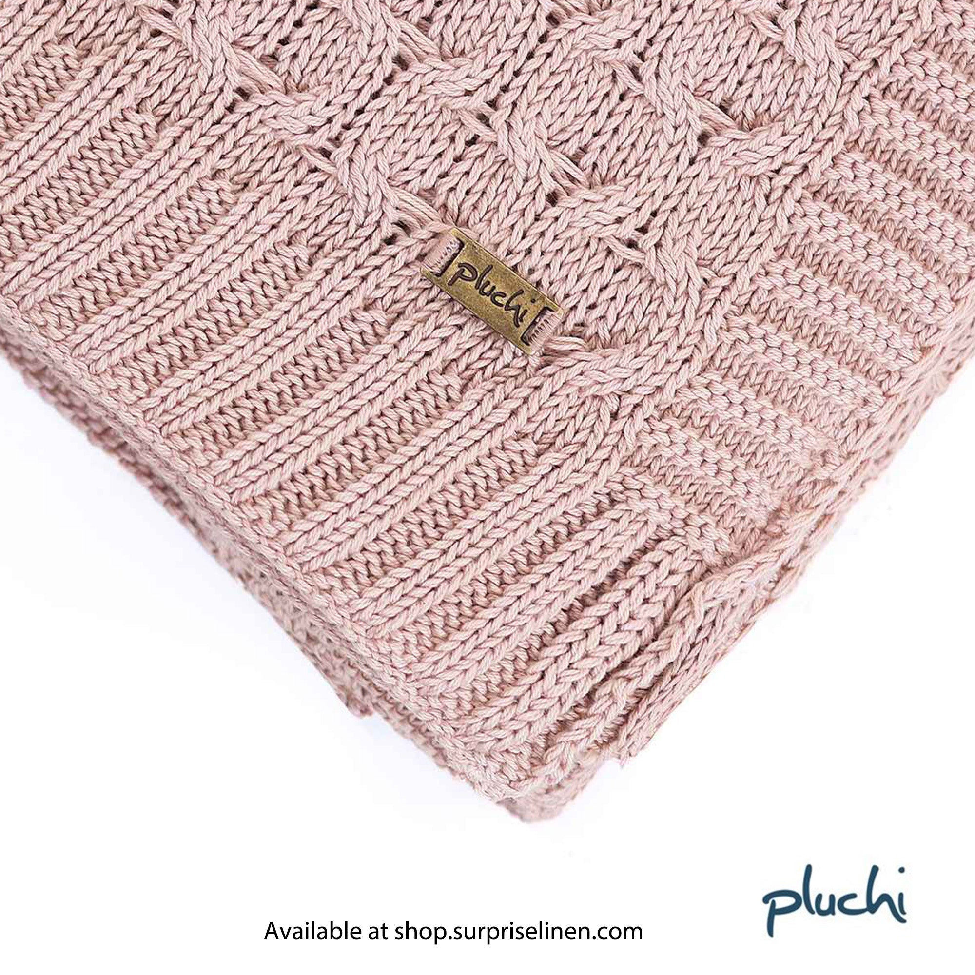 Pluchi - Kelly Knit Cotton Knitted All Season AC Throw Blanket (Pale Pink)