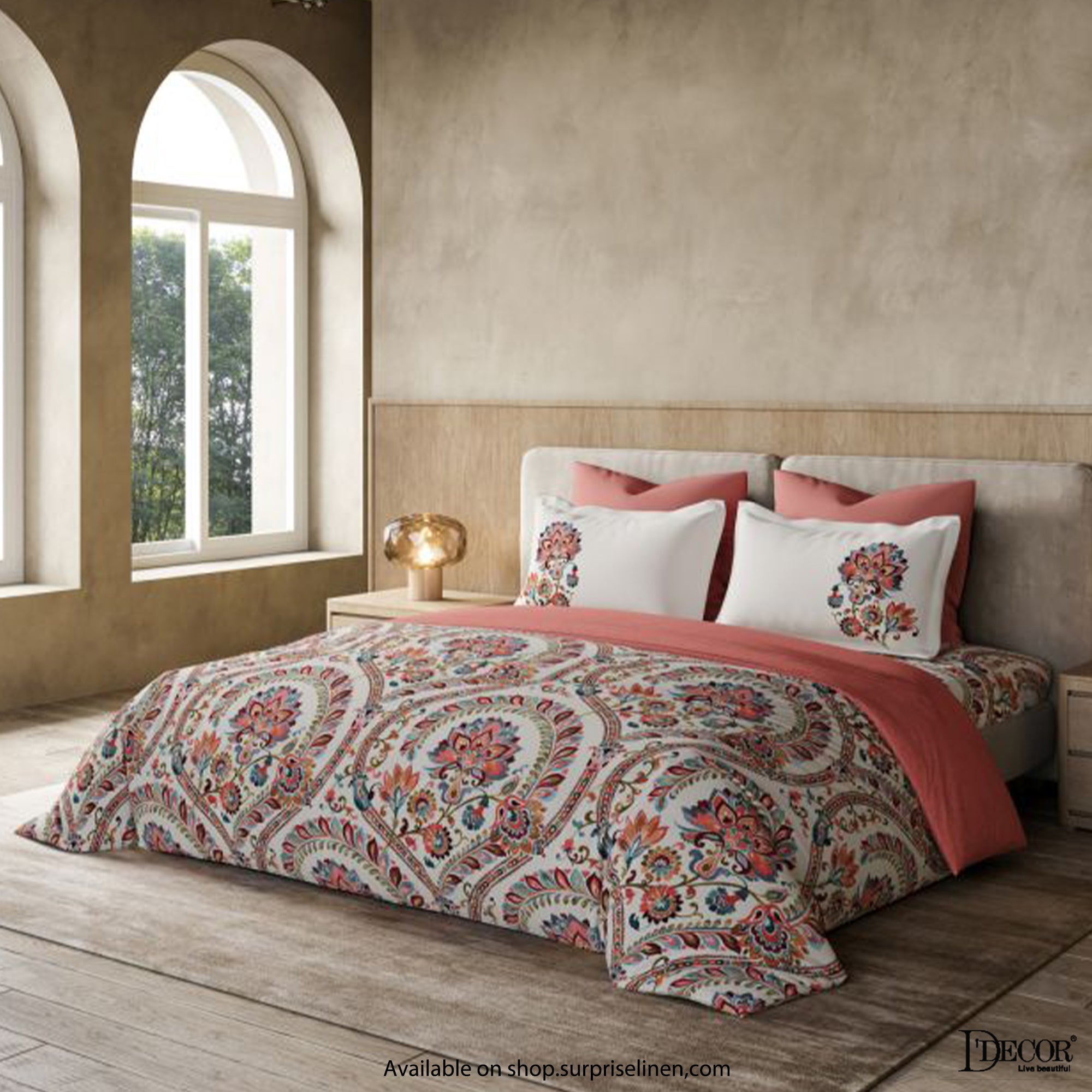 D'Decor - Primary Collection 100% Cotton Queen Size 3 Pcs Bedsheet Set (Peach)