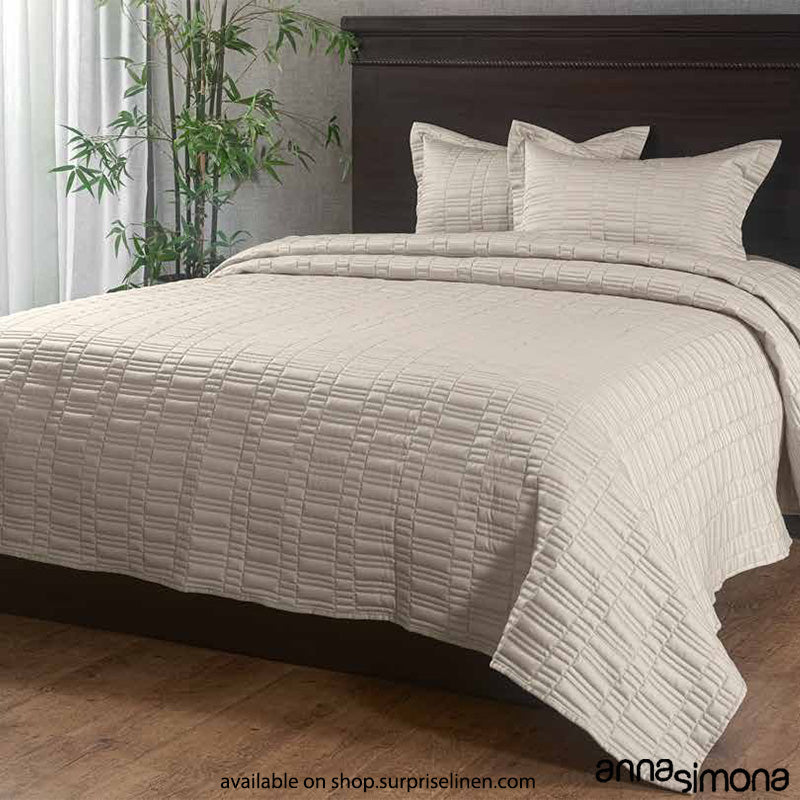 Anna Simona - Siesta 3 Pcs 400 TC Fine Cotton Satin Bed Cover Set (Khaki)