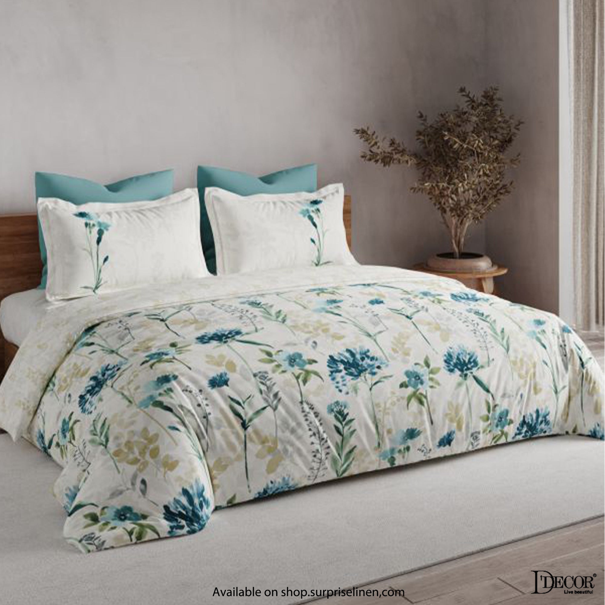 D'Decor - Maxima Collection 100% Cotton King Size 3 Pcs Bedsheet Set (White)