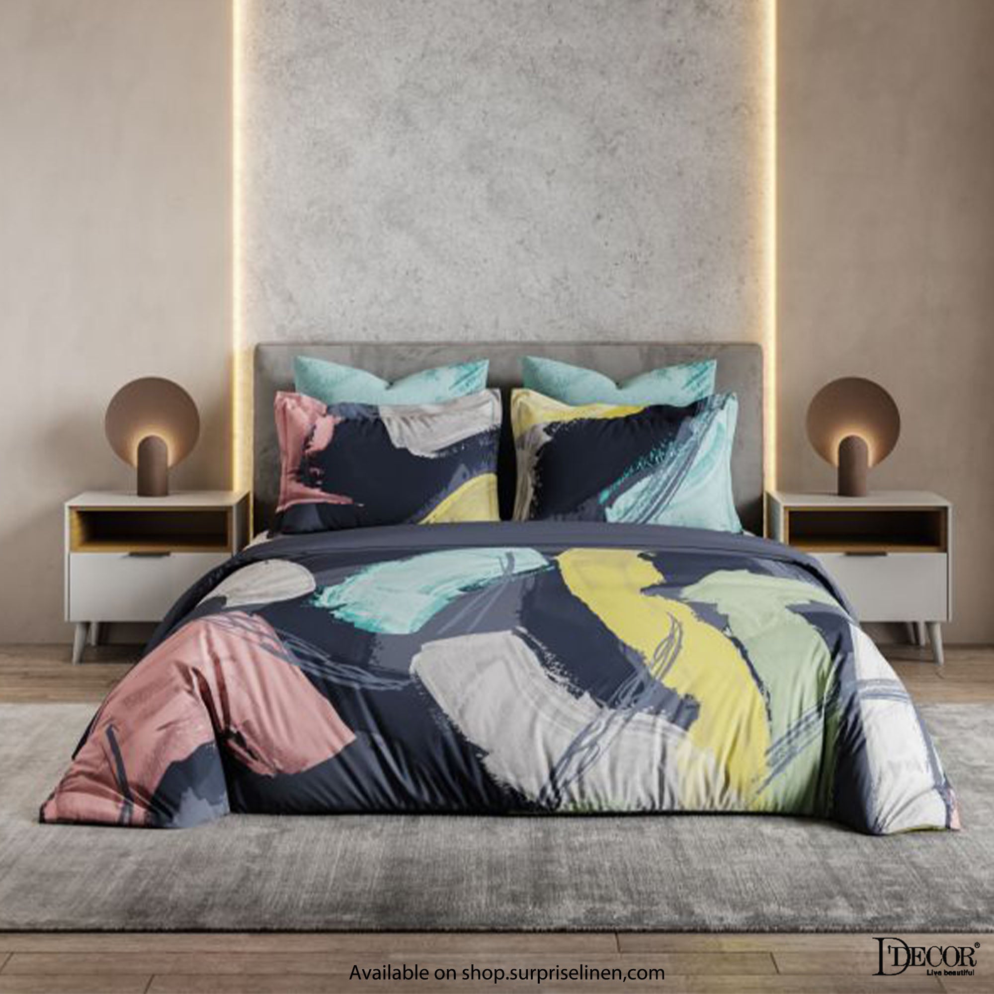 D'Decor - Platinum Collection 400 Thread Count Cotton 5 Pc Bed Sheet Set (Black)