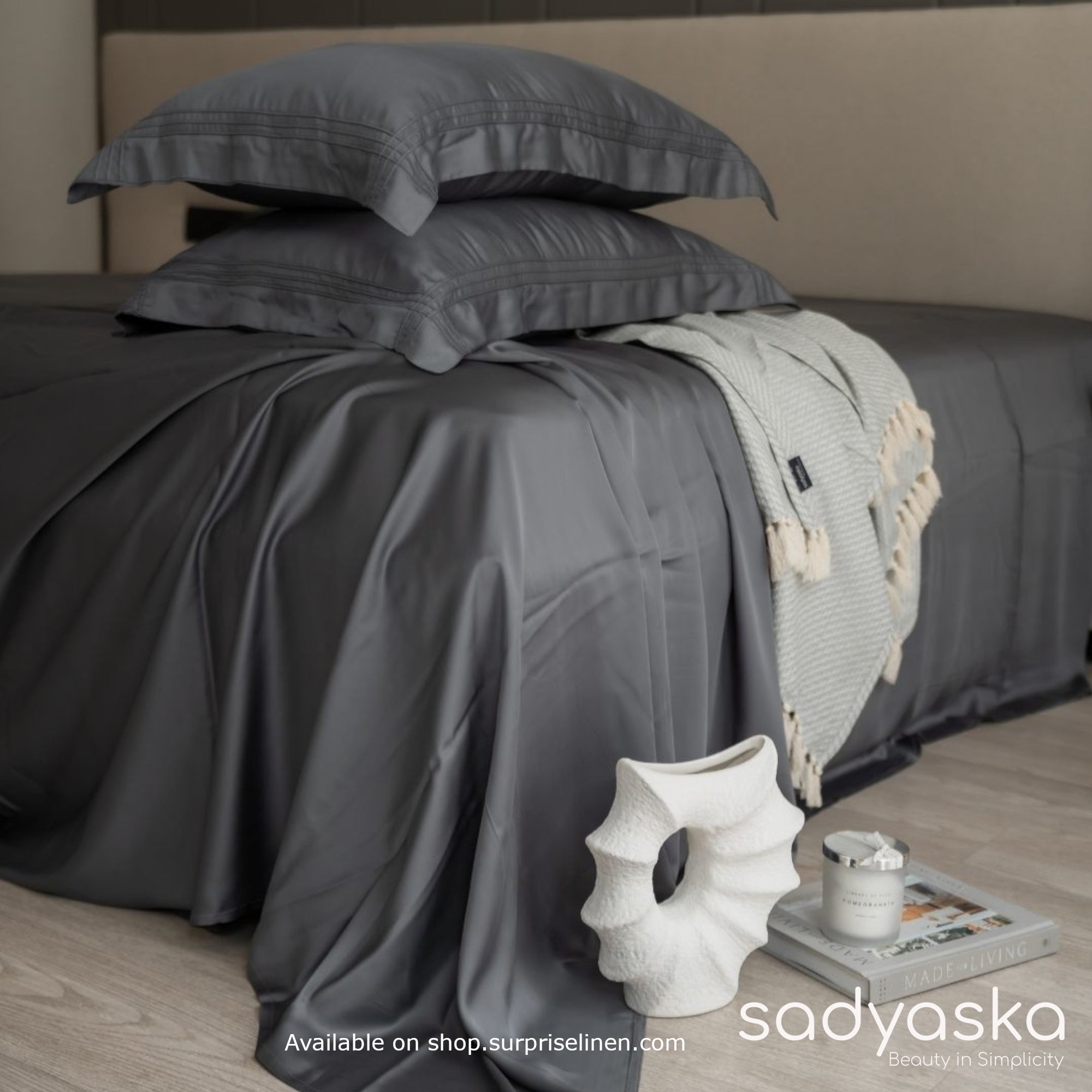 Sadyaska - Bamboo Bedding Collection 400 TC Bamboo 3 Pcs Bedsheet Set (Charcoal Grey)