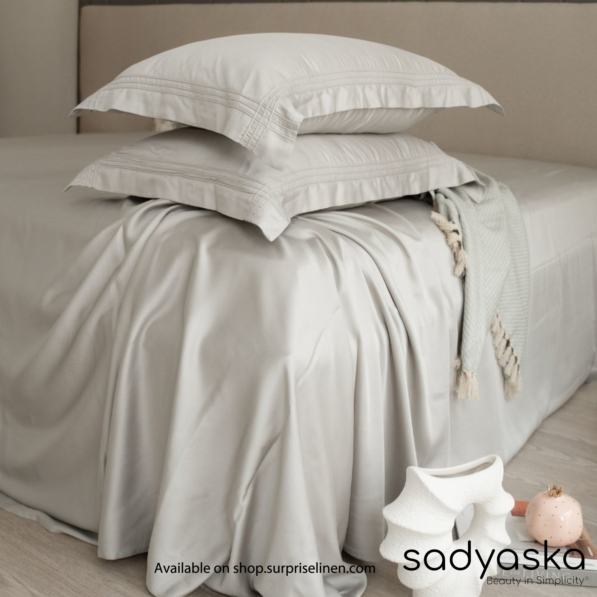 Sadyaska - Bamboo Bedding Collection 400 TC Bamboo 3 Pcs Bedsheet Set (Grey)