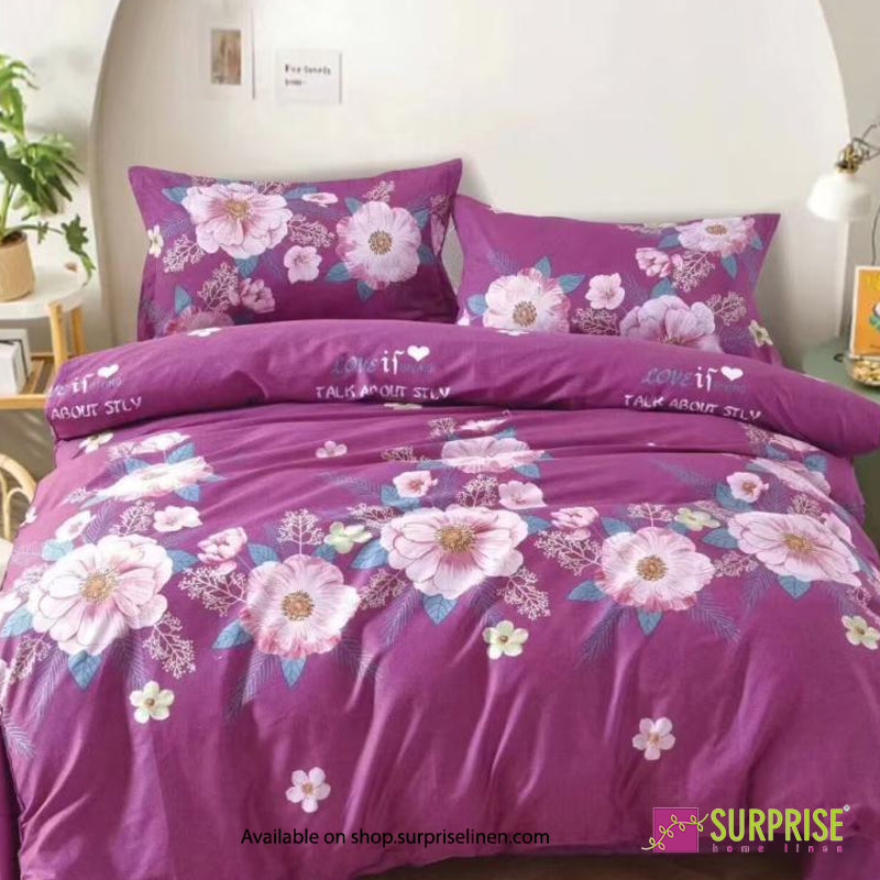 Surprise Home - Fresco Collection Plum Blossom 100% Cotton 3 Pcs Bedsheet Set (Plum Pink)