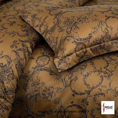 Spread Spain - Spring Summer Collection 550 TC 100% Cotton King Size Bedsheet Set (Mustard)