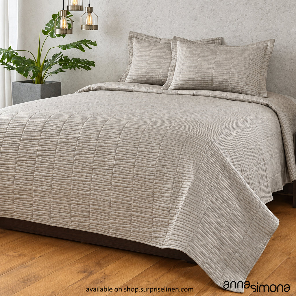 Anna Simona - Clinton 3 Pcs 400 TC Cotton Satin Bed Cover Set (Grand Grey)