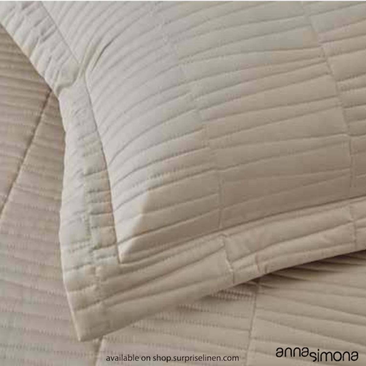 Anna Simona - Clinton 3 Pcs 400 TC Cotton Satin Bed Cover Set (Buff)