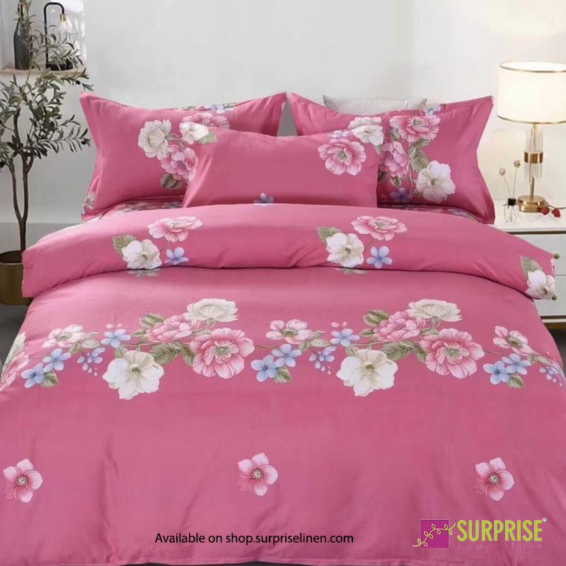 Surprise Home - Fresco Collection Rose Garland 100% Cotton 3 Pcs Bedsheet Set (Rose Pink)