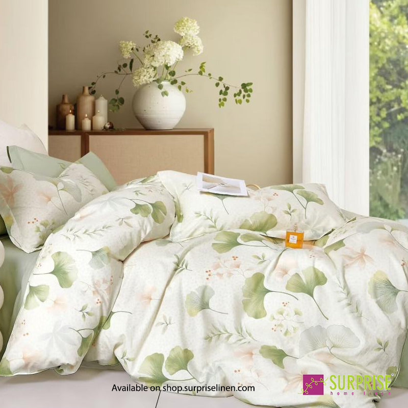 Surprise Home - Hues Sage Fan Leaf Garden Bedsheet Set