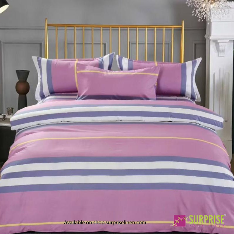 Surprise Home - Fresco Collection Rose Bands 100% Cotton 3 Pcs Bedsheet Set (Rose Grey)