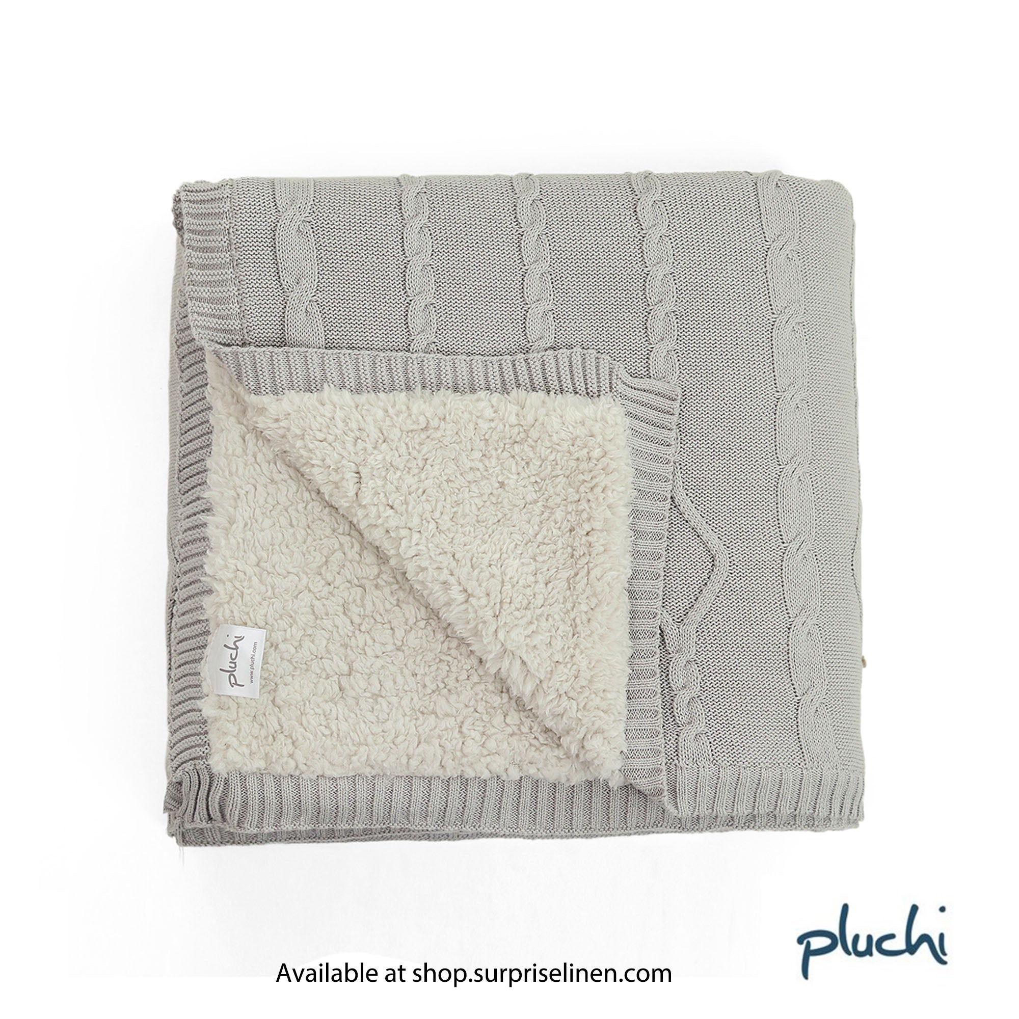 Pluchi - Twist Cable 100% Premium Cotton Blanket (Cool Grey)