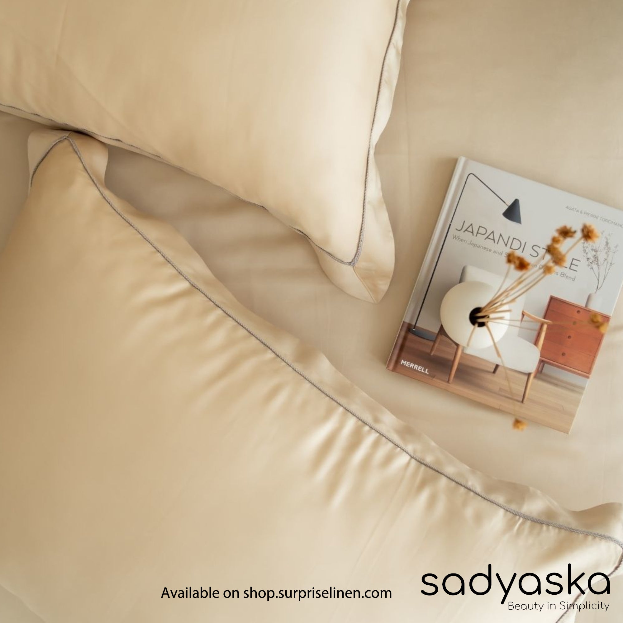 Sadyaska - Tencel Lace Bedding Collection 400 TC Tencel 3 Pcs Bedding Set (Champagne)