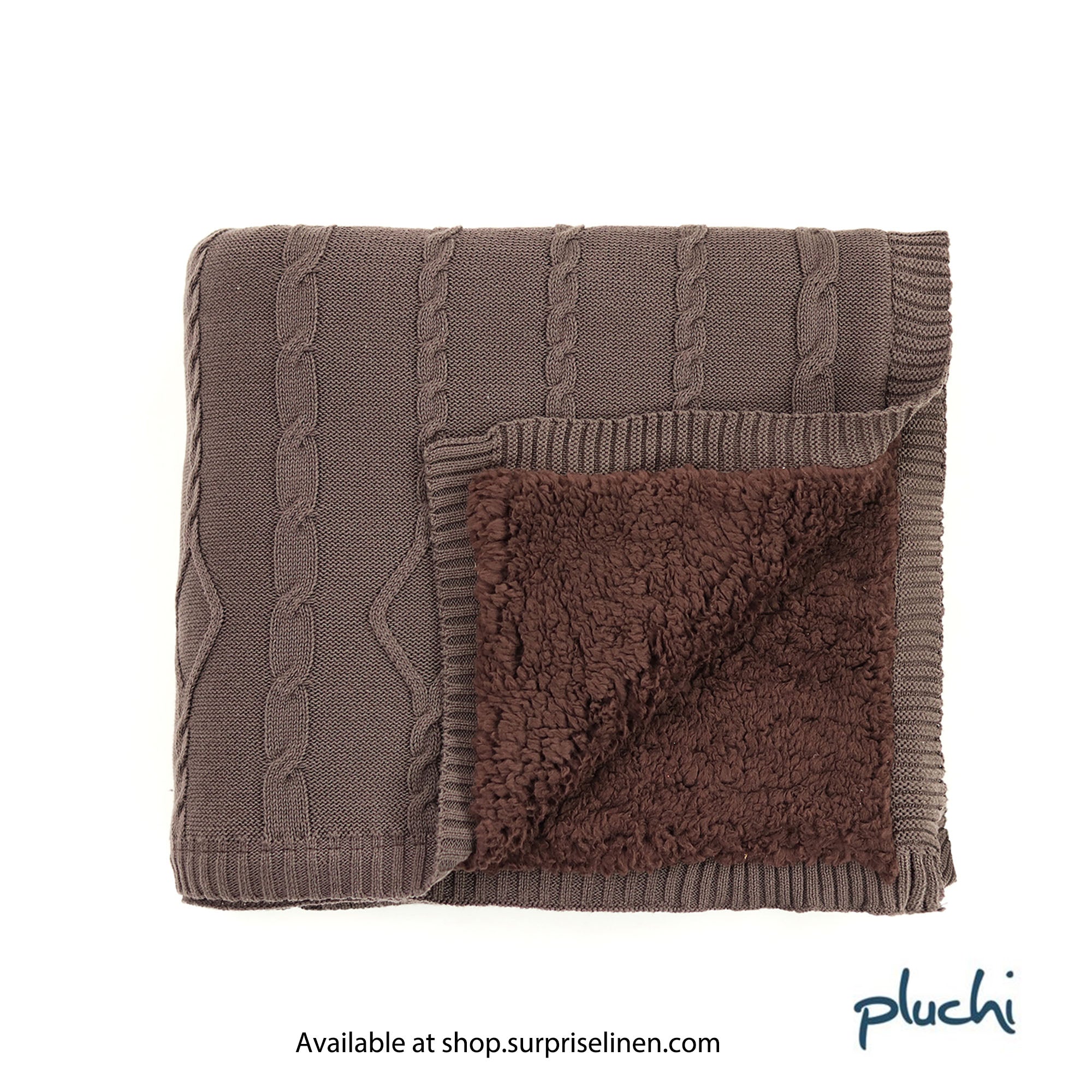 Pluchi - Twist Cable 100% Premium Cotton Blanket (Brown)