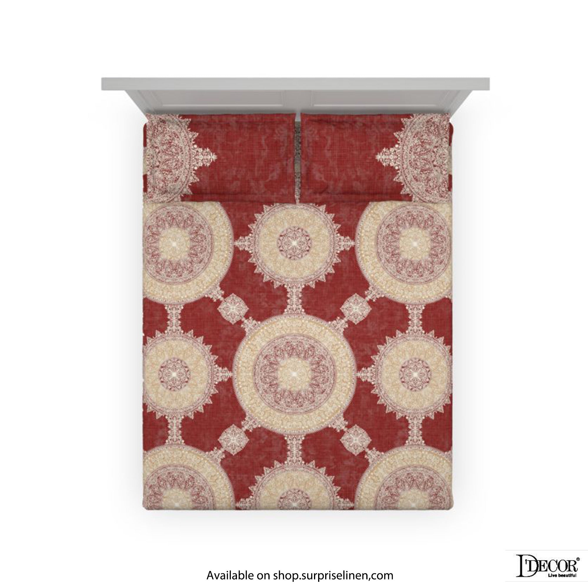 D'Decor - Maxima Collection 100% Cotton King Size 3 Pcs Bedsheet Set (Red)