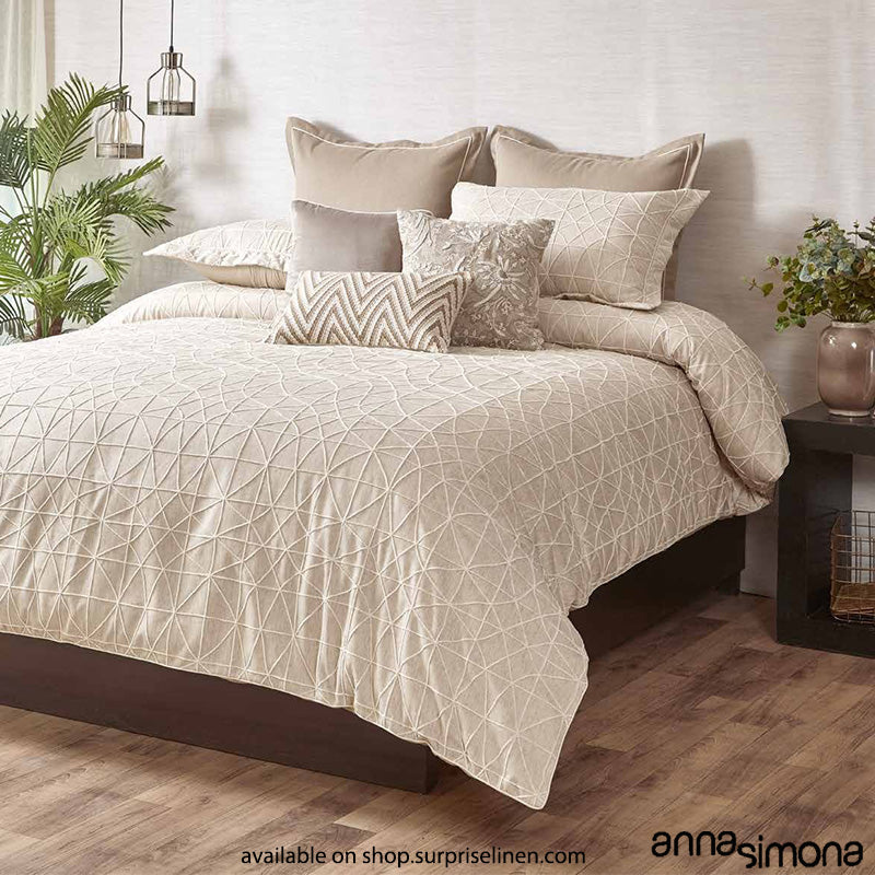 Anna Simona - Maison 8 Pcs Velvet & Linen Duvet Ensemble Set (Natural)