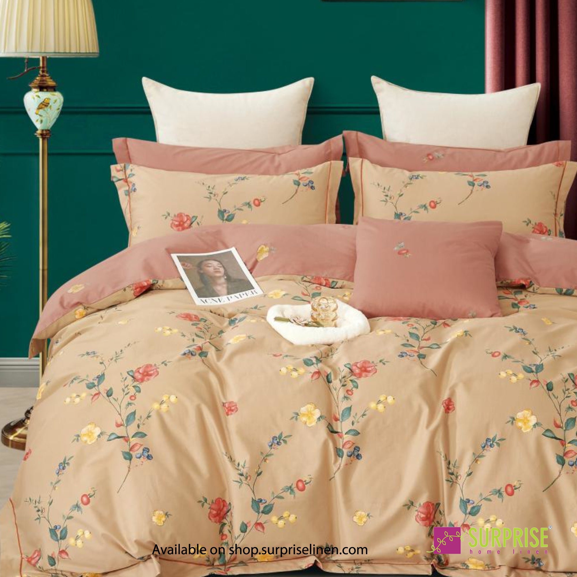 Luxury Essentials By Surprise Home - Decor Collection 400TC Organic Cotton 3 Pcs Super King Size Bedsheet Set (Flora)