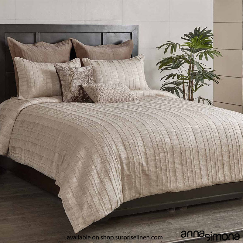 Anna Simona - Emirate 7 Pcs Viscose Velvet Duvet Ensemble Set (Stone)