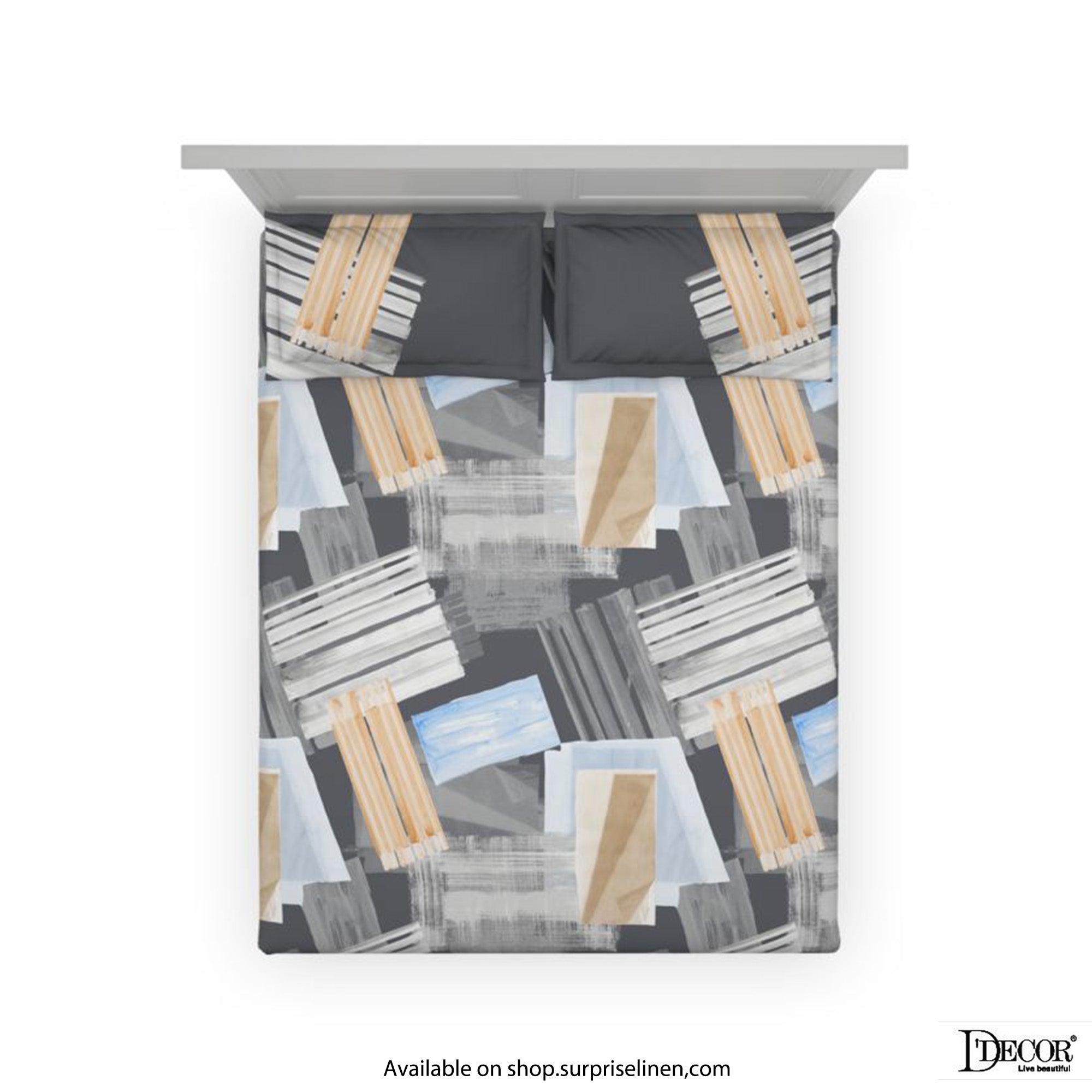 D'Decor - Esteem Collection 100% Cotton King Size 3 Pcs Bedsheet Set (Cloud Grey)