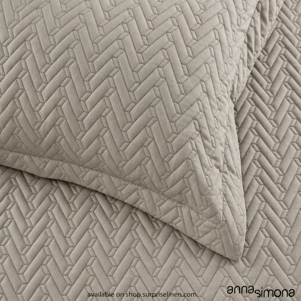 Anna Simona - Holland 3 Pcs 400 TC Cotton Satin Bed Cover Set (Grand Grey)
