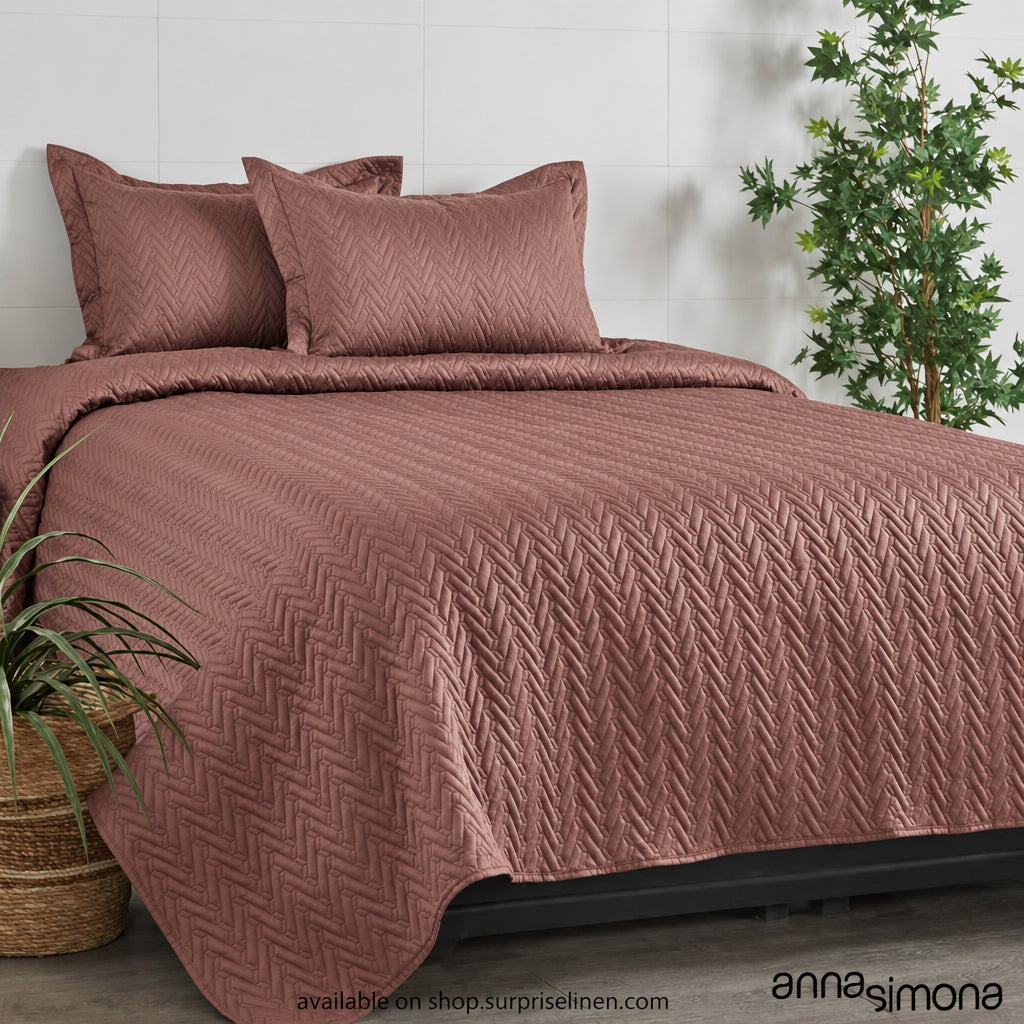 Anna Simona - Holland 3 Pcs 400 TC Cotton Satin Bed Cover Set (Terracotta)