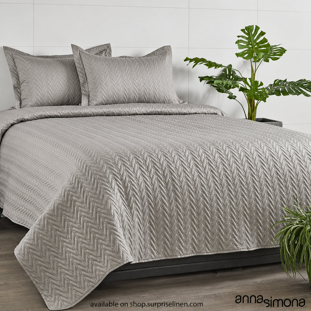 Anna Simona - Holland 3 Pcs 400 TC Cotton Satin Bed Cover Set (Grand Grey)