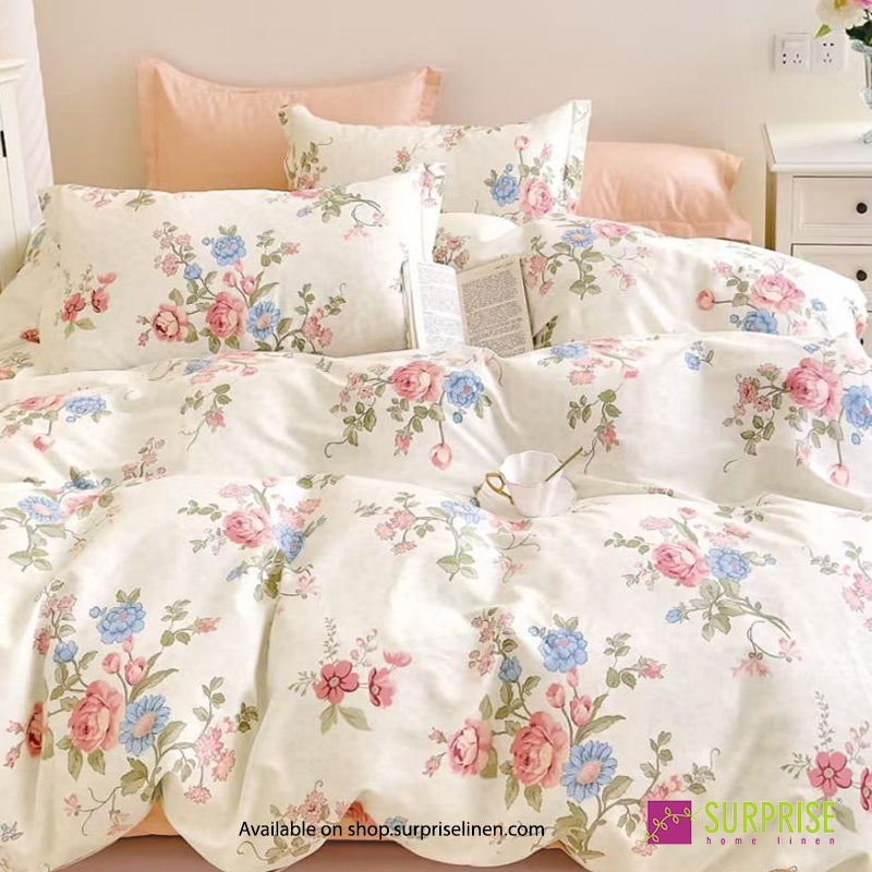 Surprise Home - Fresco Collection Rose Trellis 100% Cotton 3 Pcs Bedsheet Set (Cream Multicolor)