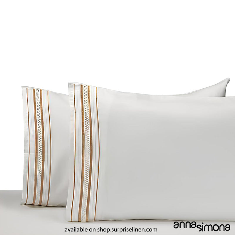 Anna Simona - Sharon King Size 400 TC Cotton Satin King Size Bedsheet Set (White)