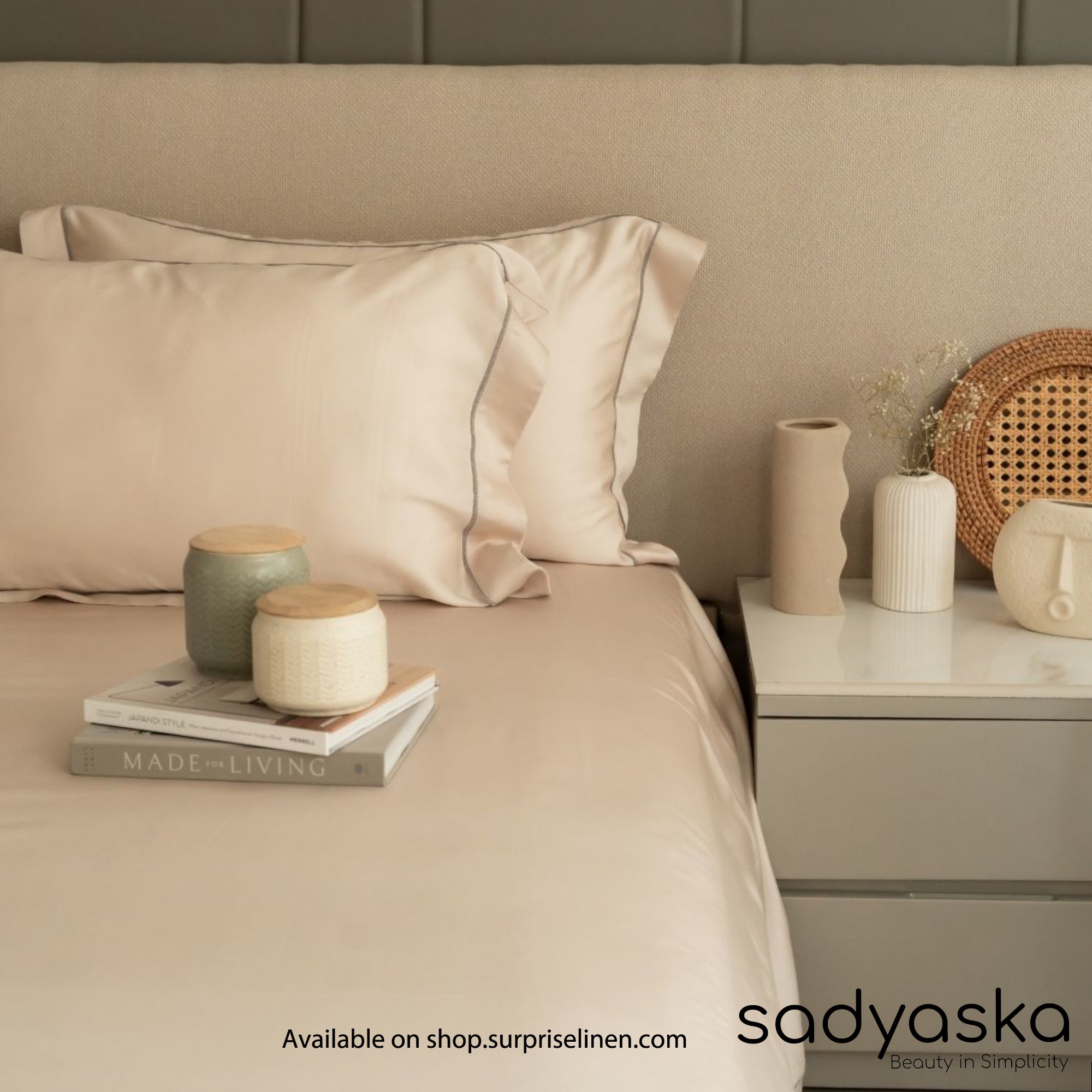 Sadyaska - Tencel Lace Bedding Collection 400 TC Tencel 3 Pcs Bedding Set (Chalk Beige)