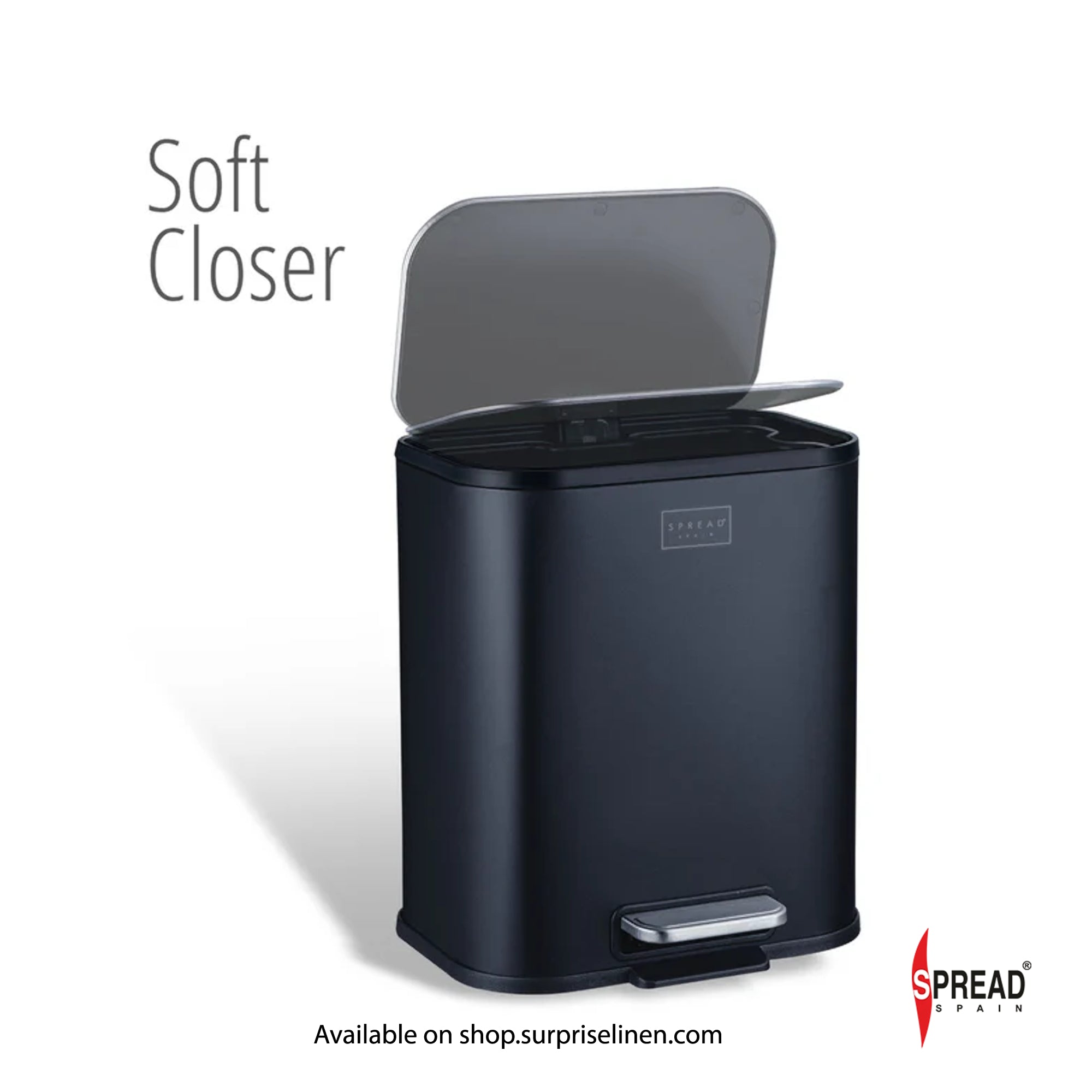 Spread Spain - Metallica Collection 5 Litre Soft Close Dustbin (Matte Black)