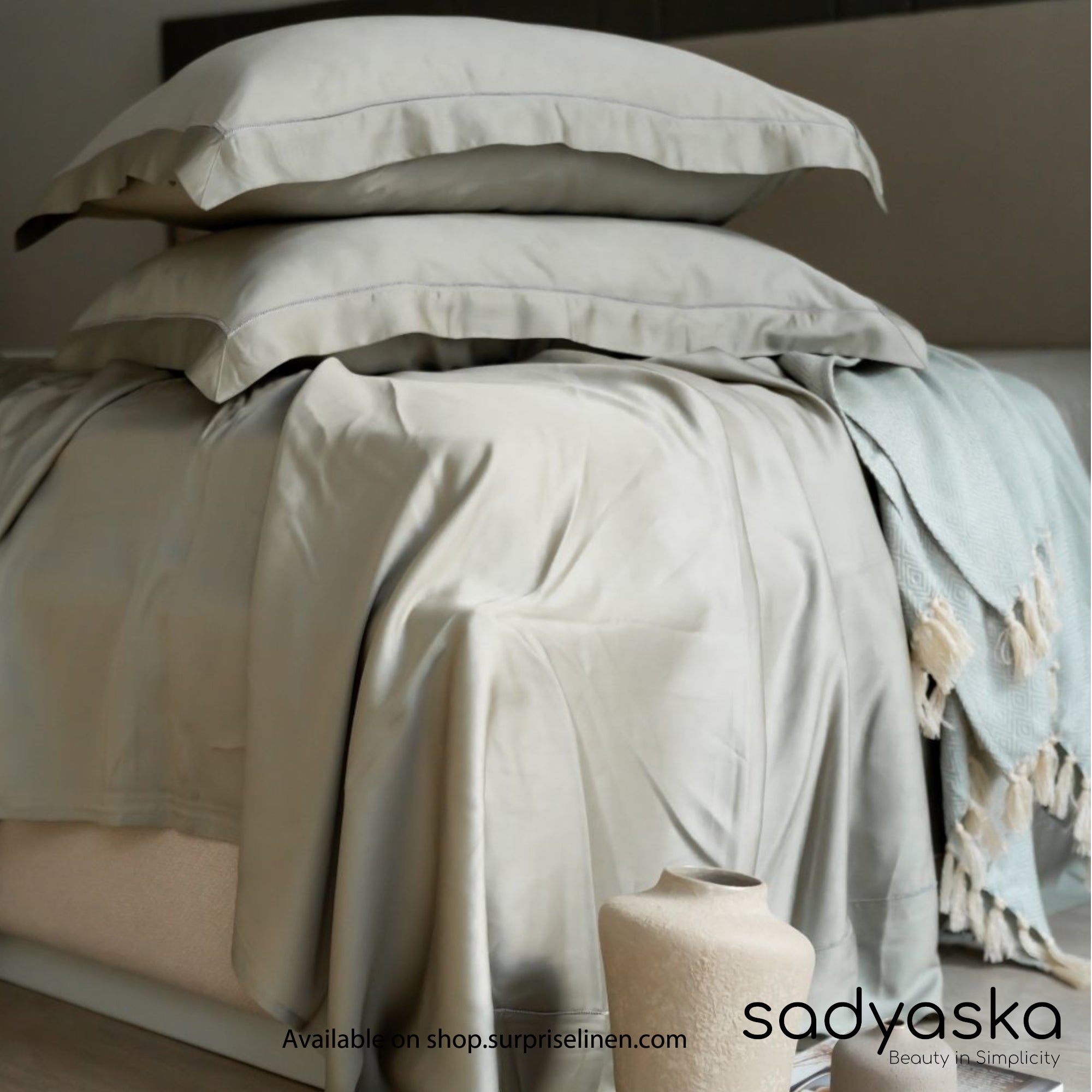Sadyaska - Tencel Lace Bedding Collection 400 TC Tencel 3 Pcs Bedding Set (Pistachio)