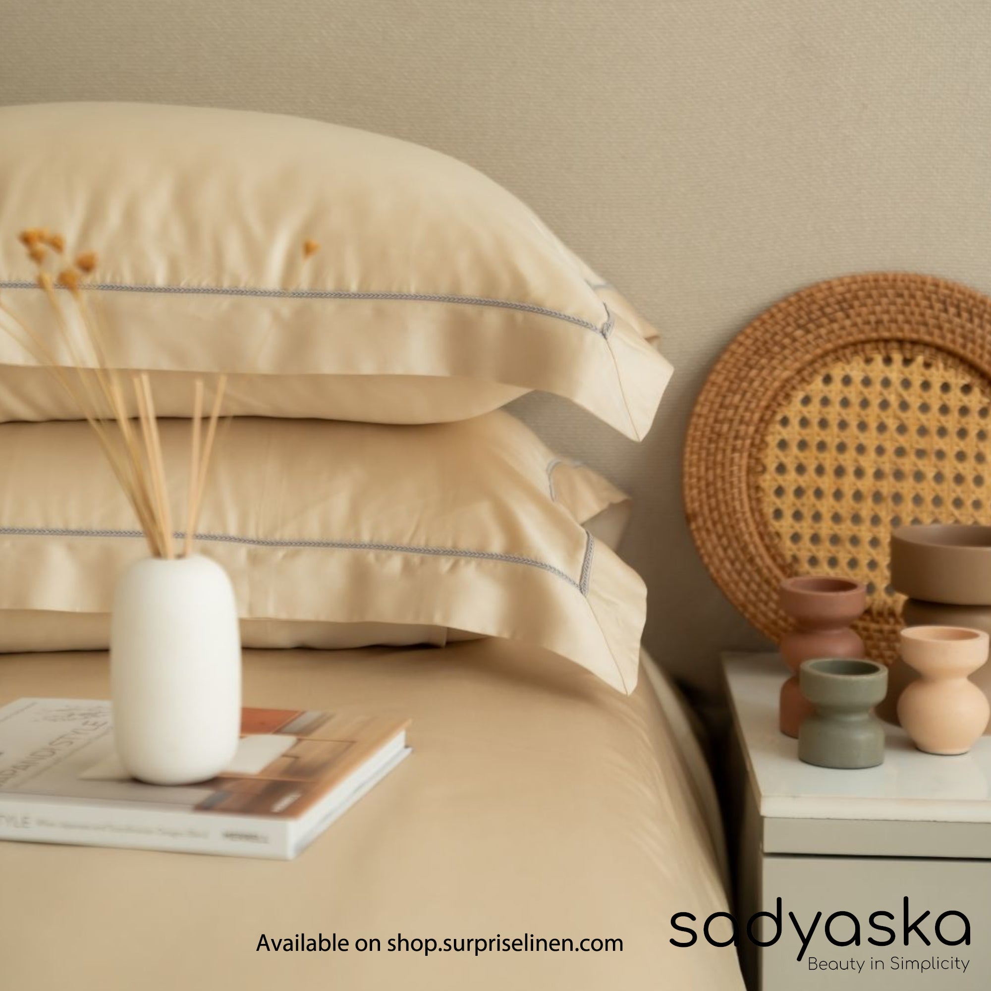 Sadyaska - Tencel Lace Bedding Collection 400 TC Tencel 3 Pcs Bedding Set (Champagne)