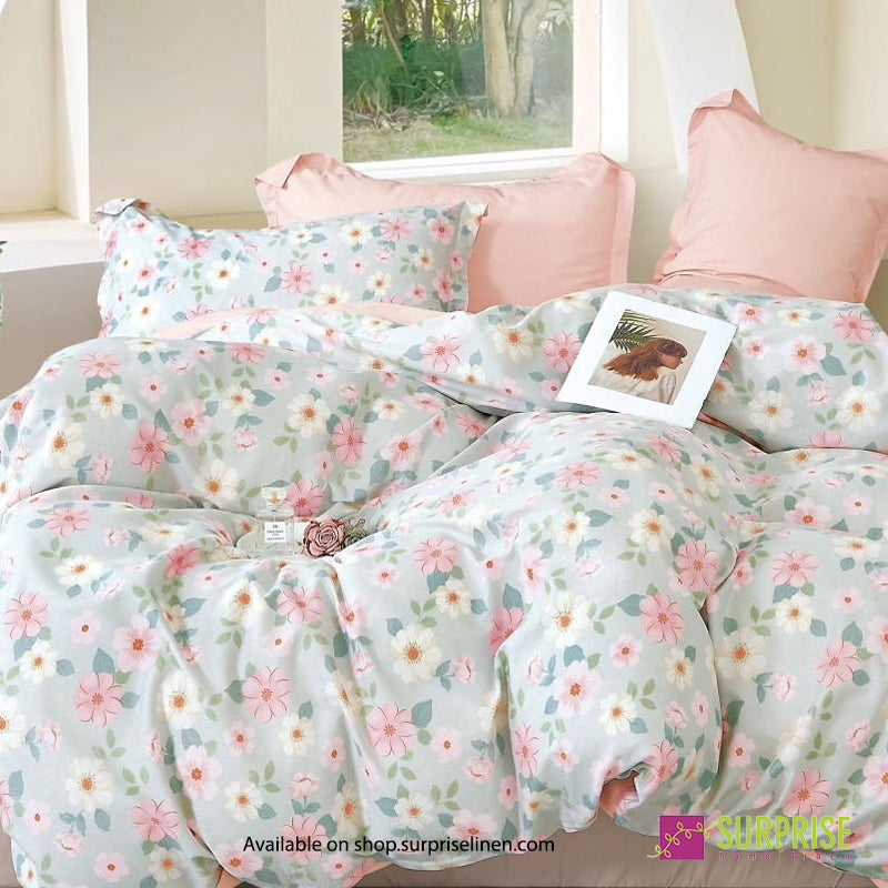 Surprise Home - Fresco Collection Sky Daisy 100% Cotton 3 Pcs Bedsheet Set (Powder Blue)