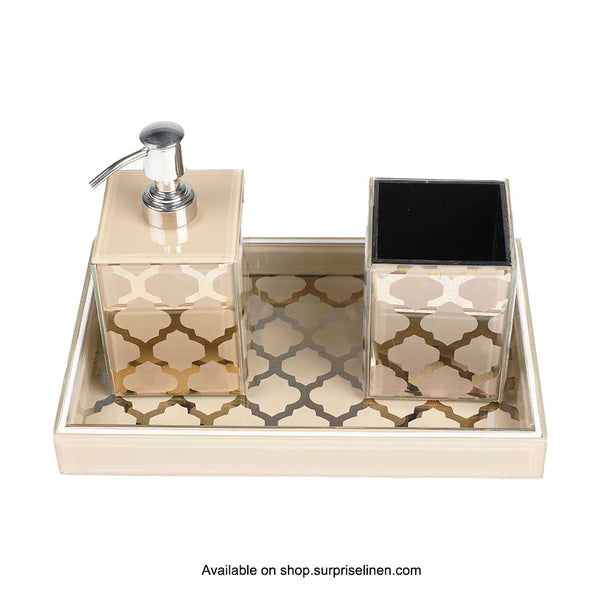Surprise Home - Etonner Mosaic Glass  3 Pcs Bath Set (Gold)