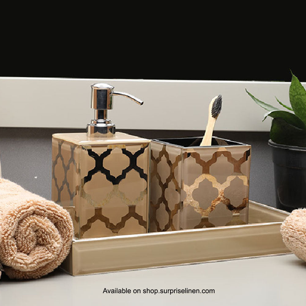 Surprise Home - Etonner Mosaic Glass 3 Pcs Bath Set (Gold)