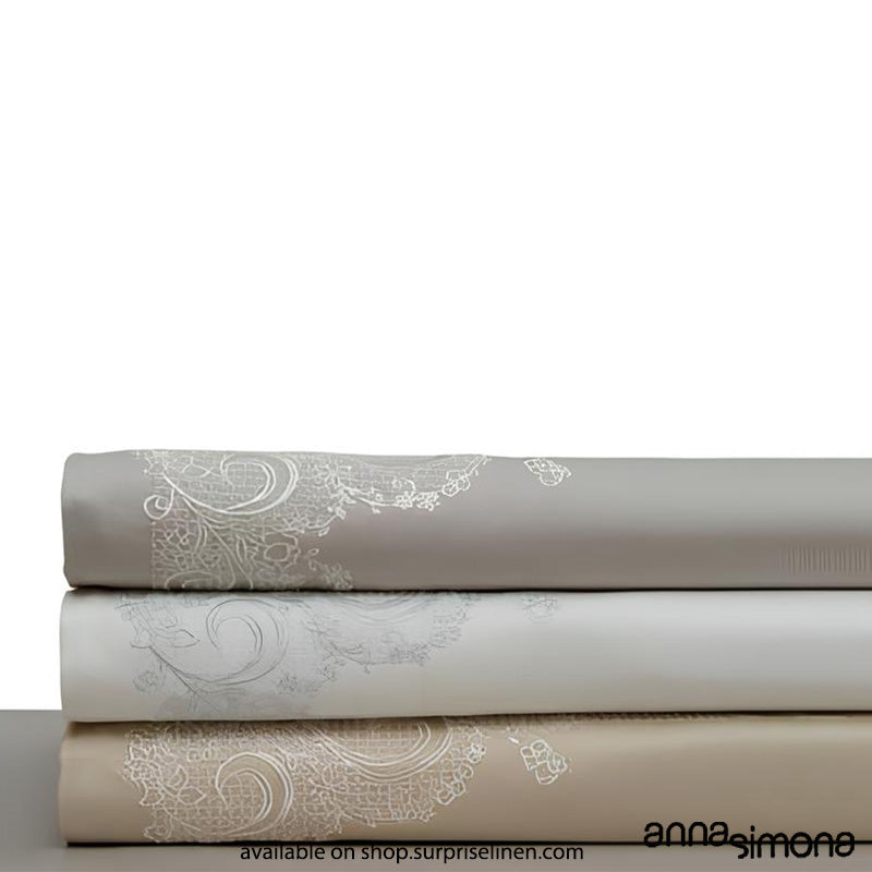 Anna Simona - Alma King Size 400 TC Cotton Satin King Size Bedsheet Set (Buff)