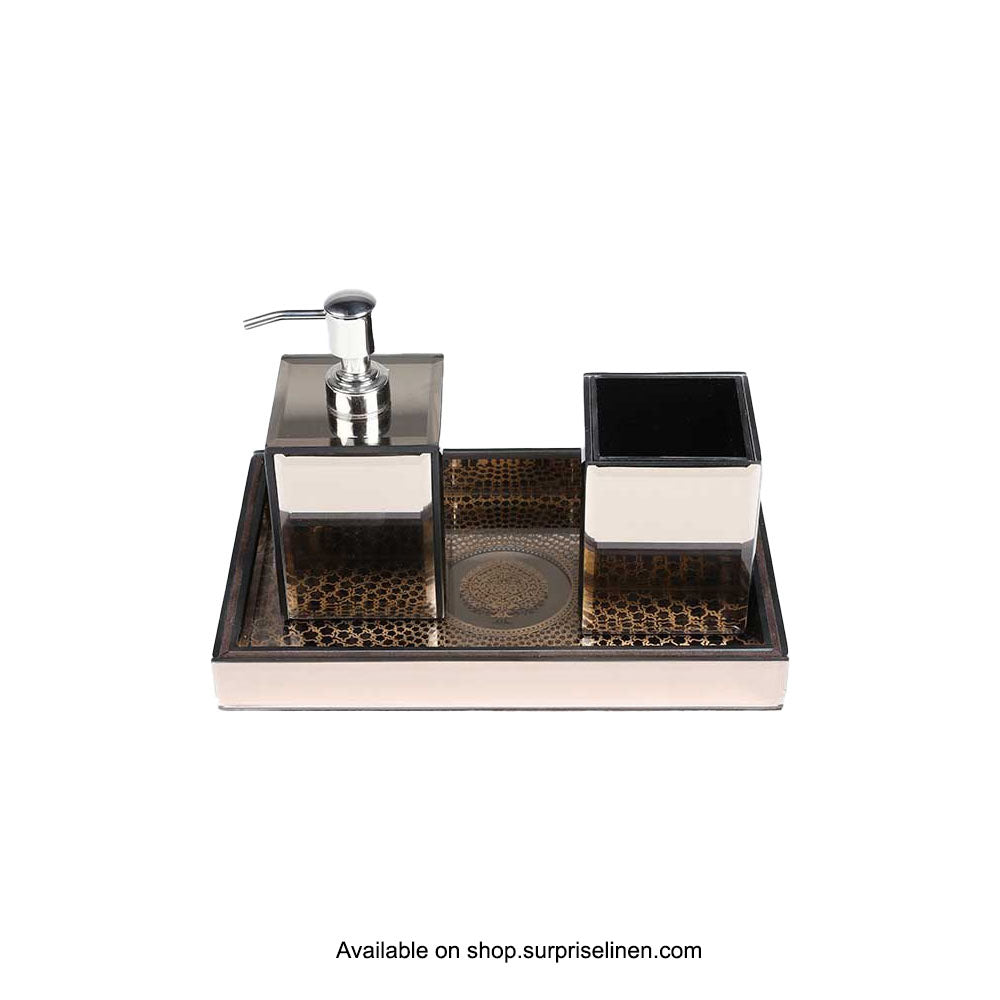 Surprise Home - Etonner Circular Mirror 3 Pcs Bath Set (Brown)