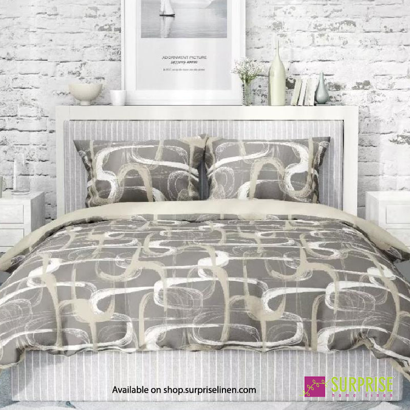 Surprise Home - Essenze Luxe Collection Marble Mist Digital 100% Cotton 3 Pcs Bedsheet Set (Stone Grey)