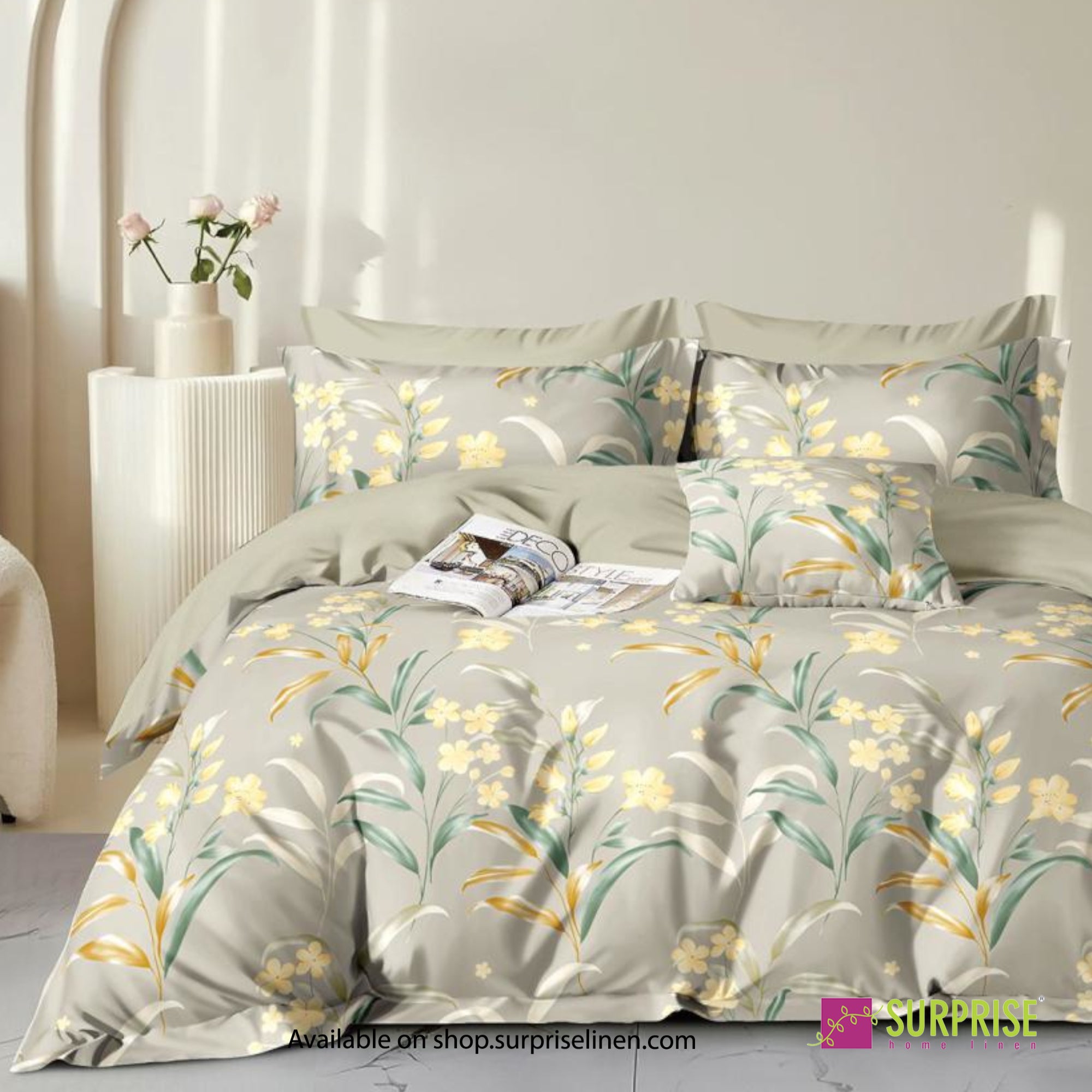 Everyday Luxury Essentials By Surprise Home - Bedeck Collection 3 Pcs Regular Queen Size Bedsheet Set in 300 TC Cotton Fabric (Ash)