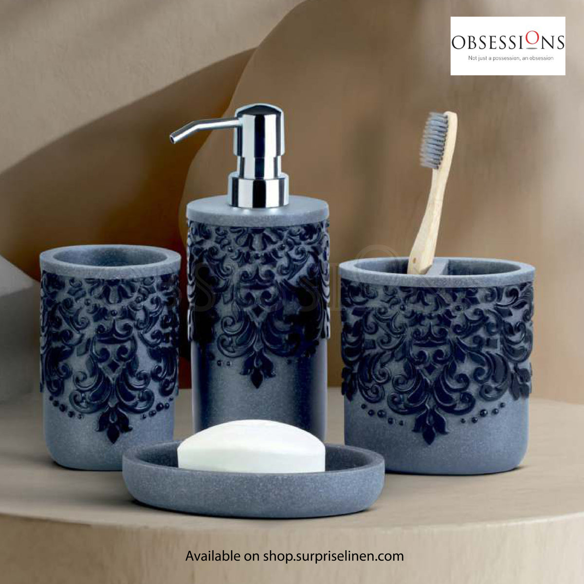 Obsessions - Alvina Collection Luxury Bathroom Accessory Set (Black)