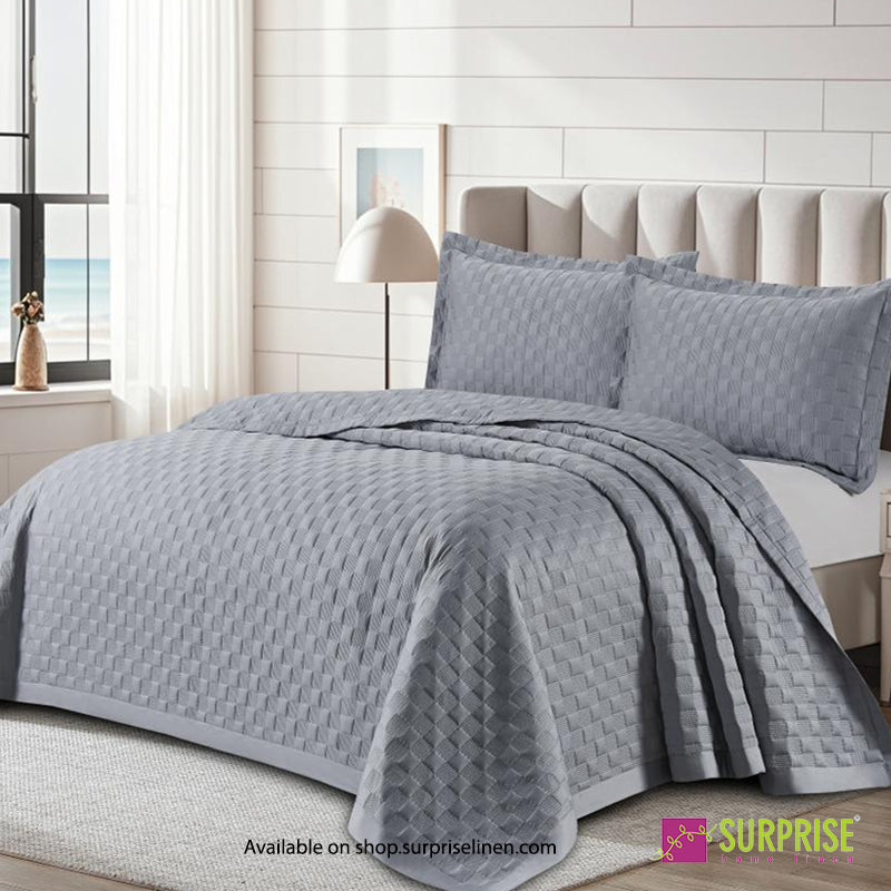 Surprise Home - Lustrino Blue Grey Basketweave Modal Bedspread