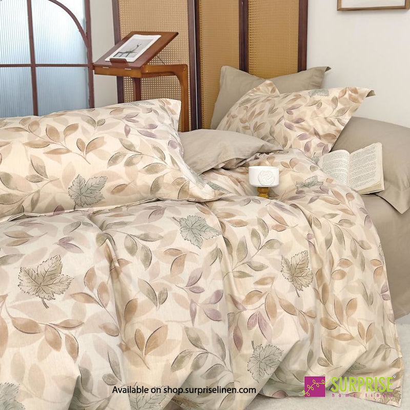 Quiet Stripes Oat Beige four-piece comforter set