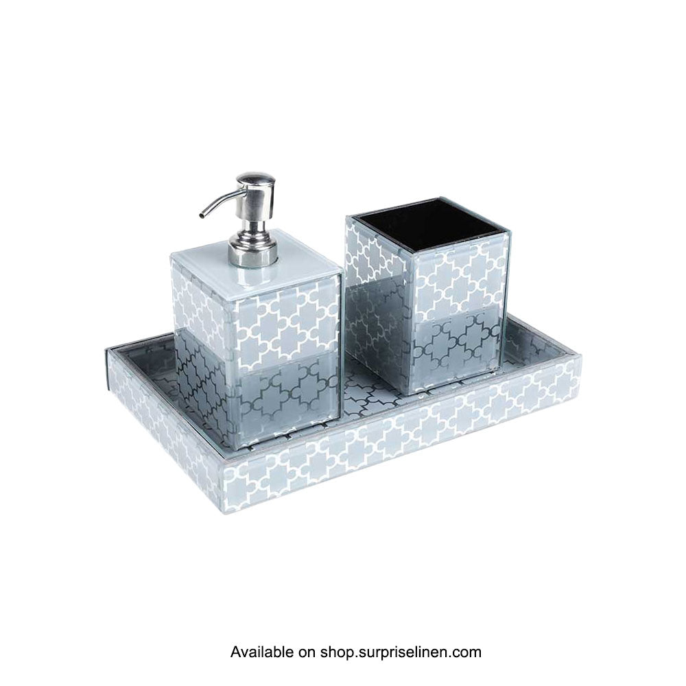 Surprise Home - Etonner Mosaic Glass 3 Pcs Bath Set (Silver)