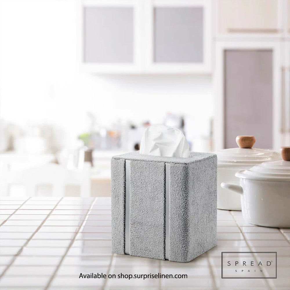 Spread Spain - French Boucle Metal Handcrafted Storage Collection Tissue Box (Silver)