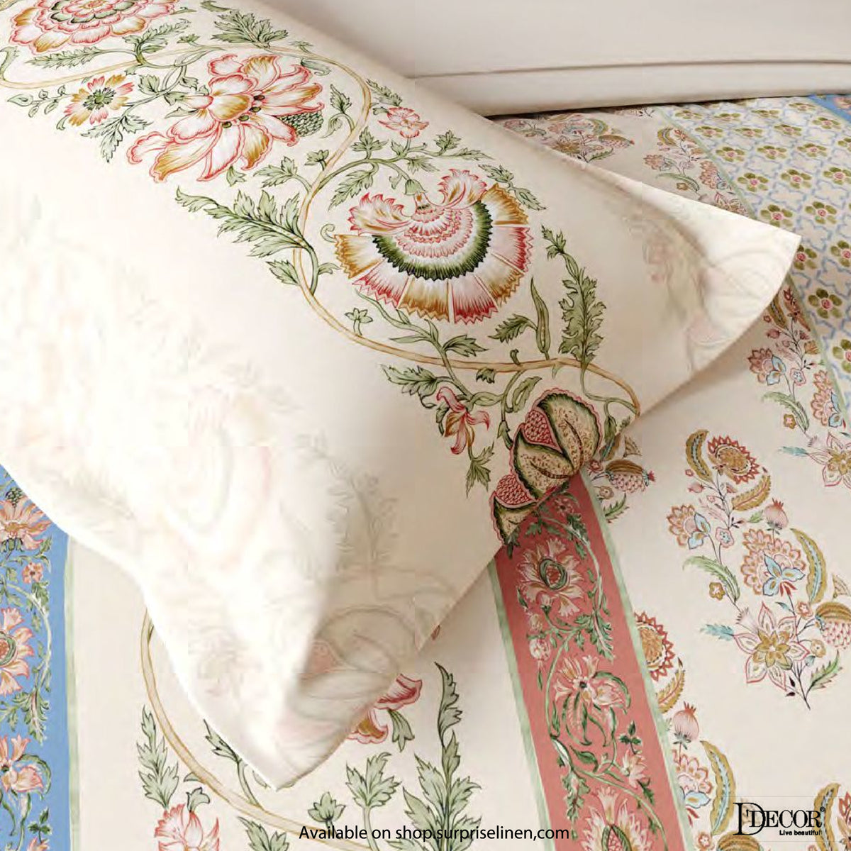 D'Decor - Bahara Collection Celeste Super King Size Bedsheet Set (Brick Dust)