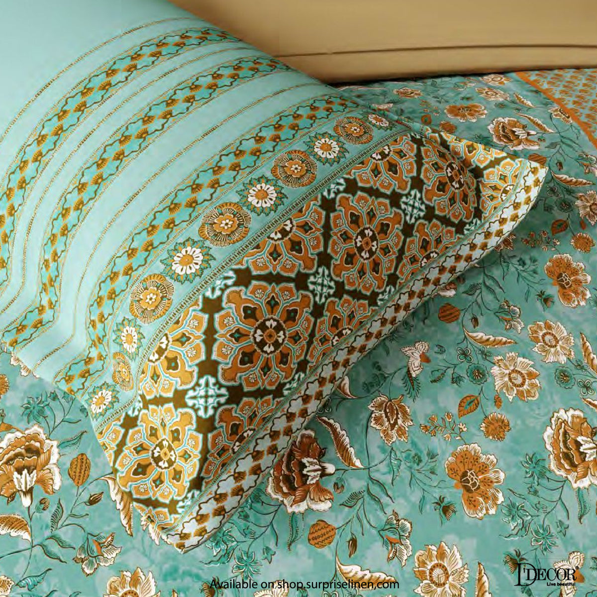D'Decor - Bahara Collection Angela Super King Size Bedsheet Set (Ocean Wave)